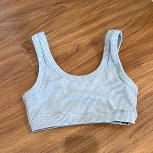 ALO Yoga Light Gray Ribbed Crop Top
